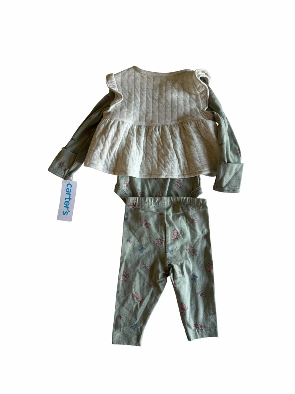 Carter's Sage Green Butterfly Print Baby Matching Set